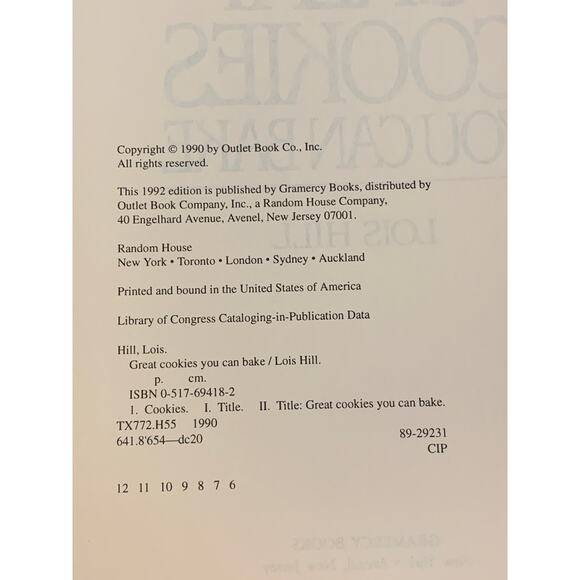 Great Cookies You Can Bake by Lois Hill 1992  Softcover Vtg 365 Fabulous Cookies - Picture 6 of 10